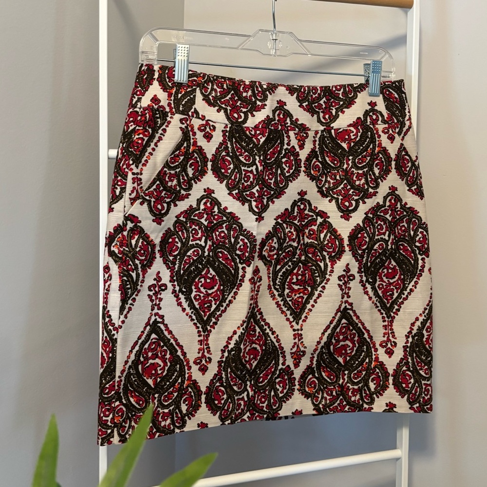 Merona Red and Black Patterned Pencil Skirt NWOT - Picture 4 of 8
